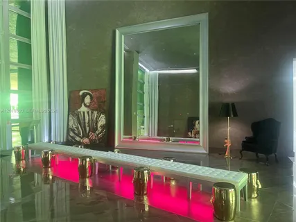 a bathroom with a mirror