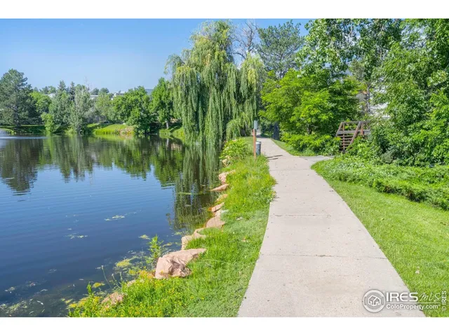 a lake view with a garden