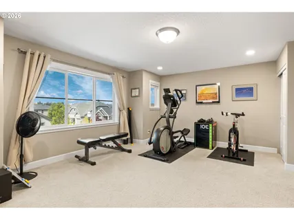 a view of a room with gym equipment
