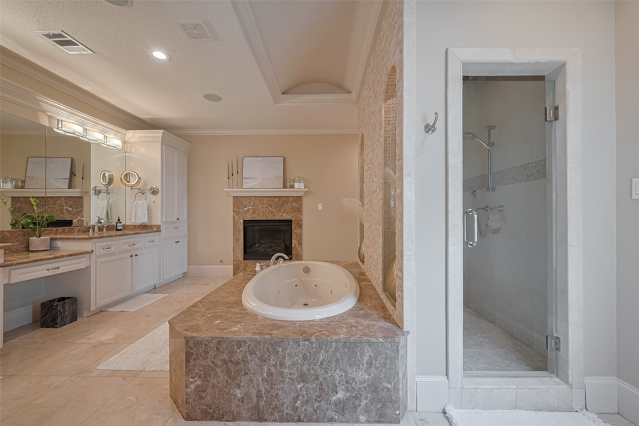 6419 Rodrigo Street Houston, TX 77007 - Photo 32 of 35 Here you can see the custom approach to the shower space and gorgeous tile throughout the bathroom.
