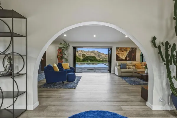 a view of living room and with furniture