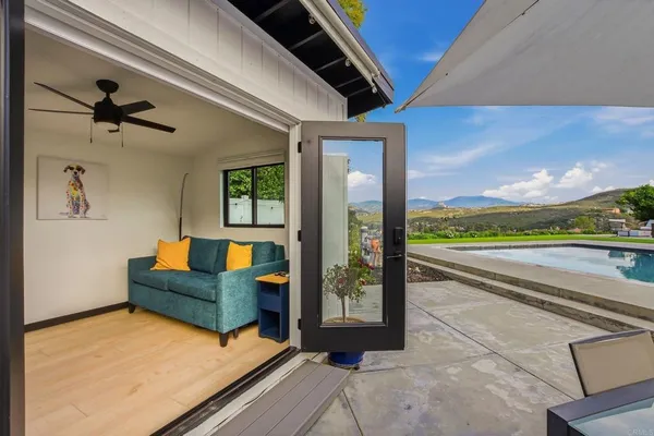 a living room with furniture