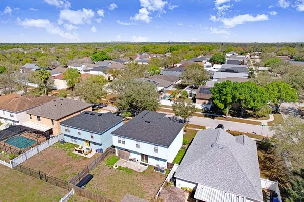 a view of a city with a houses