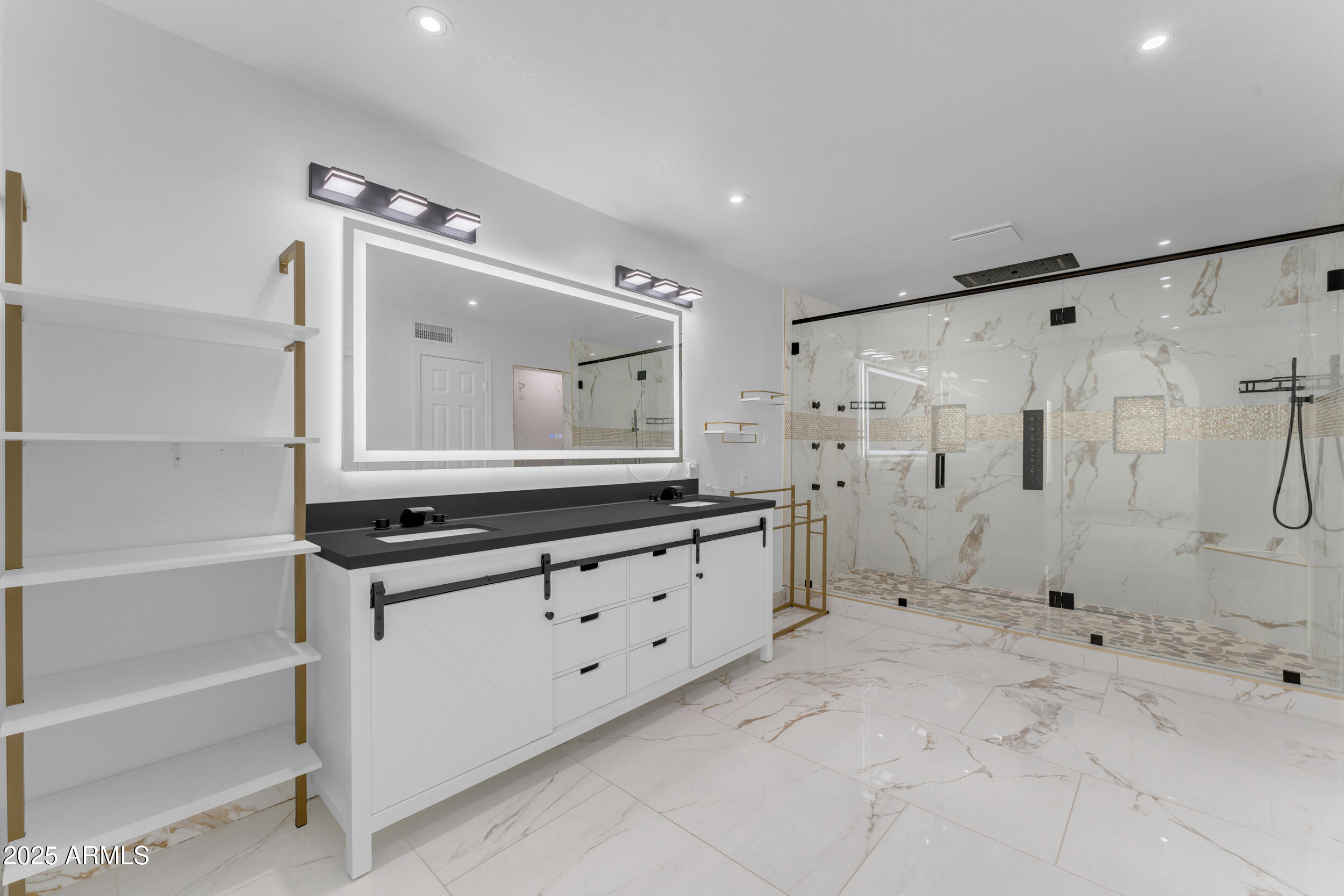 108 South Morning Ridge Drive Gilbert, AZ 85296 - Photo 32 of 49 a bathroom with double sink and a mirror