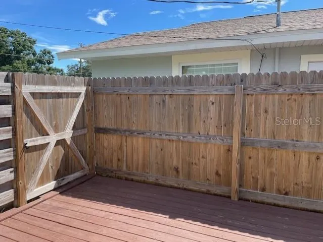 a view of a wooden door