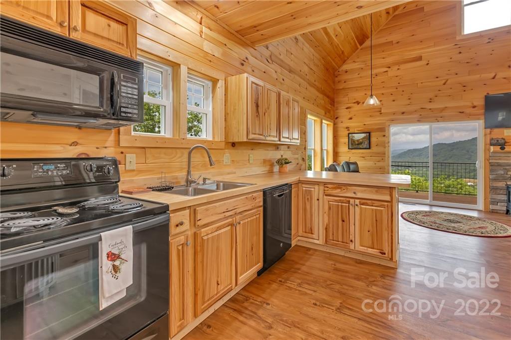 1299 Fox Rdg Trail Marion, NC 28752 - Photo 6 of 23 a kitchen with stainless steel appliances a stove a sink and a microwave