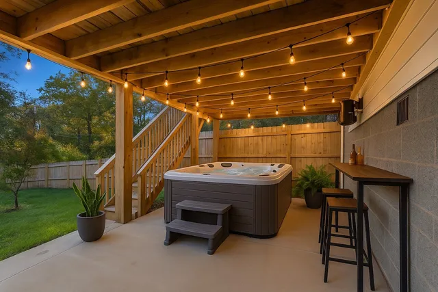 a living room with furniture and large window