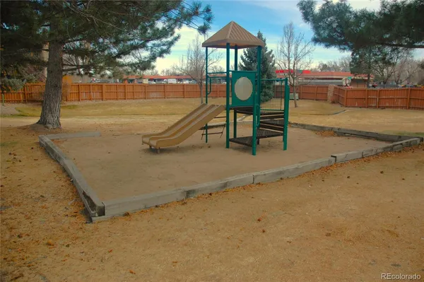 an outdoor space with seating