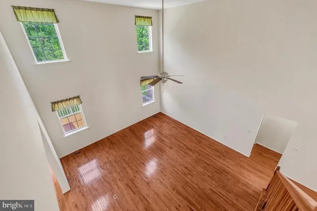 an empty room with windows