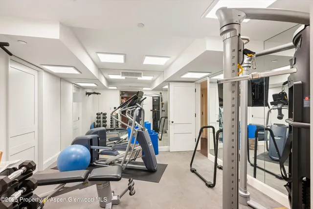 a view of a room with gym equipment