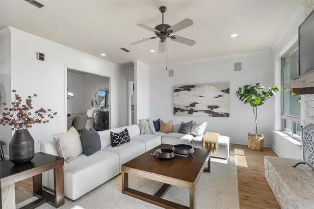 a living room with furniture