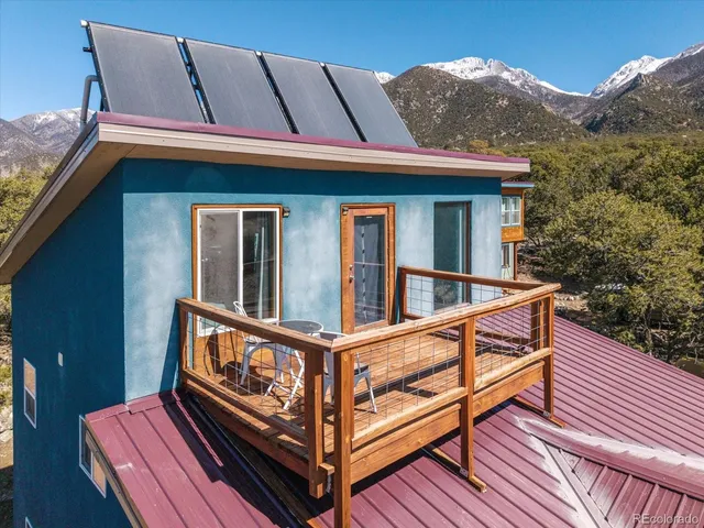 a view of wooden roof deck