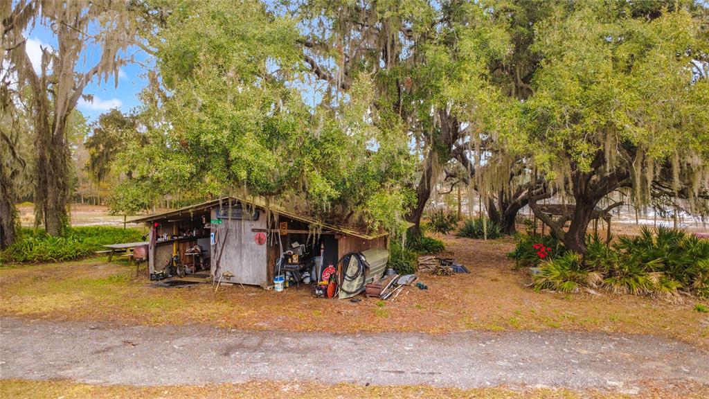 3230 Empire Church Road Groveland, FL 34736 - Photo 21 of 29 a view of a wooden house with a yard and large trees