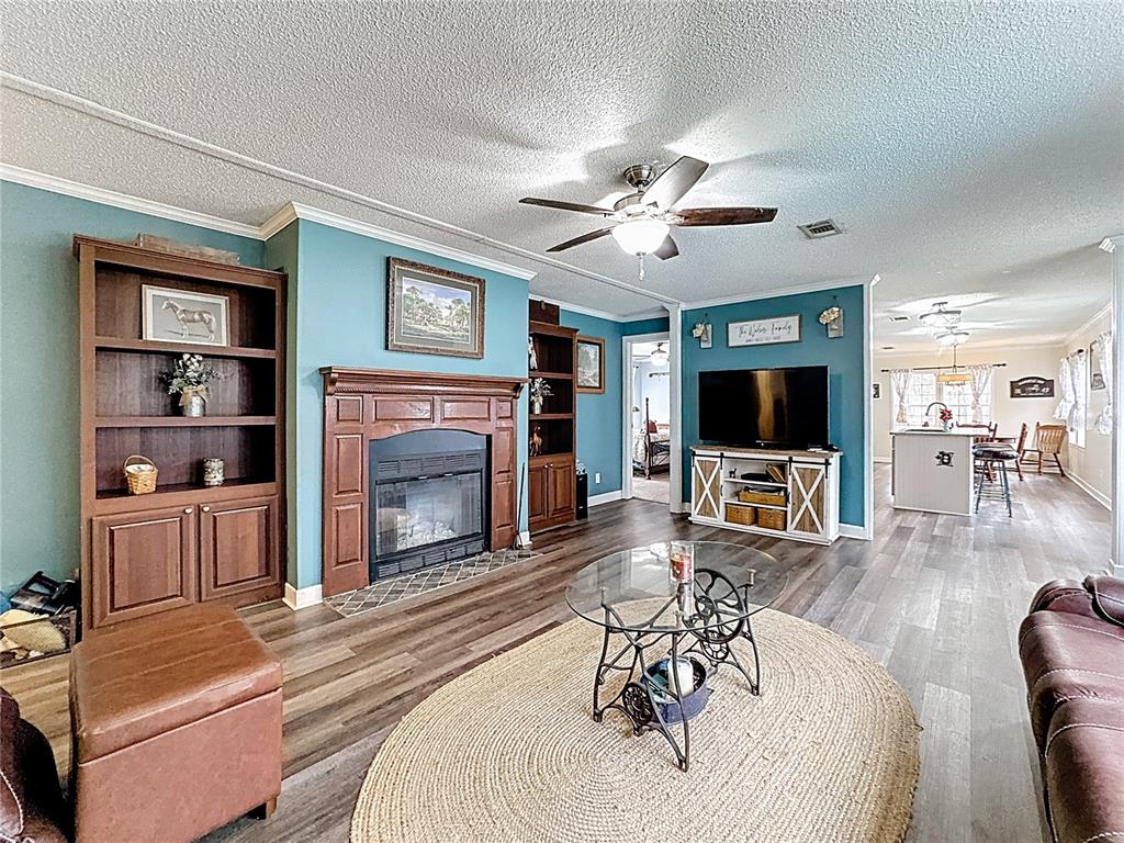 3230 Empire Church Road Groveland, FL 34736 - Photo 10 of 29 a living room with furniture a flat screen tv and a fireplace