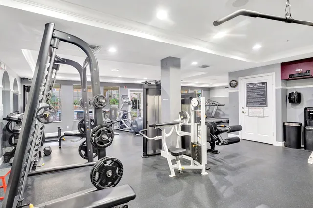 a view of a room with gym equipment