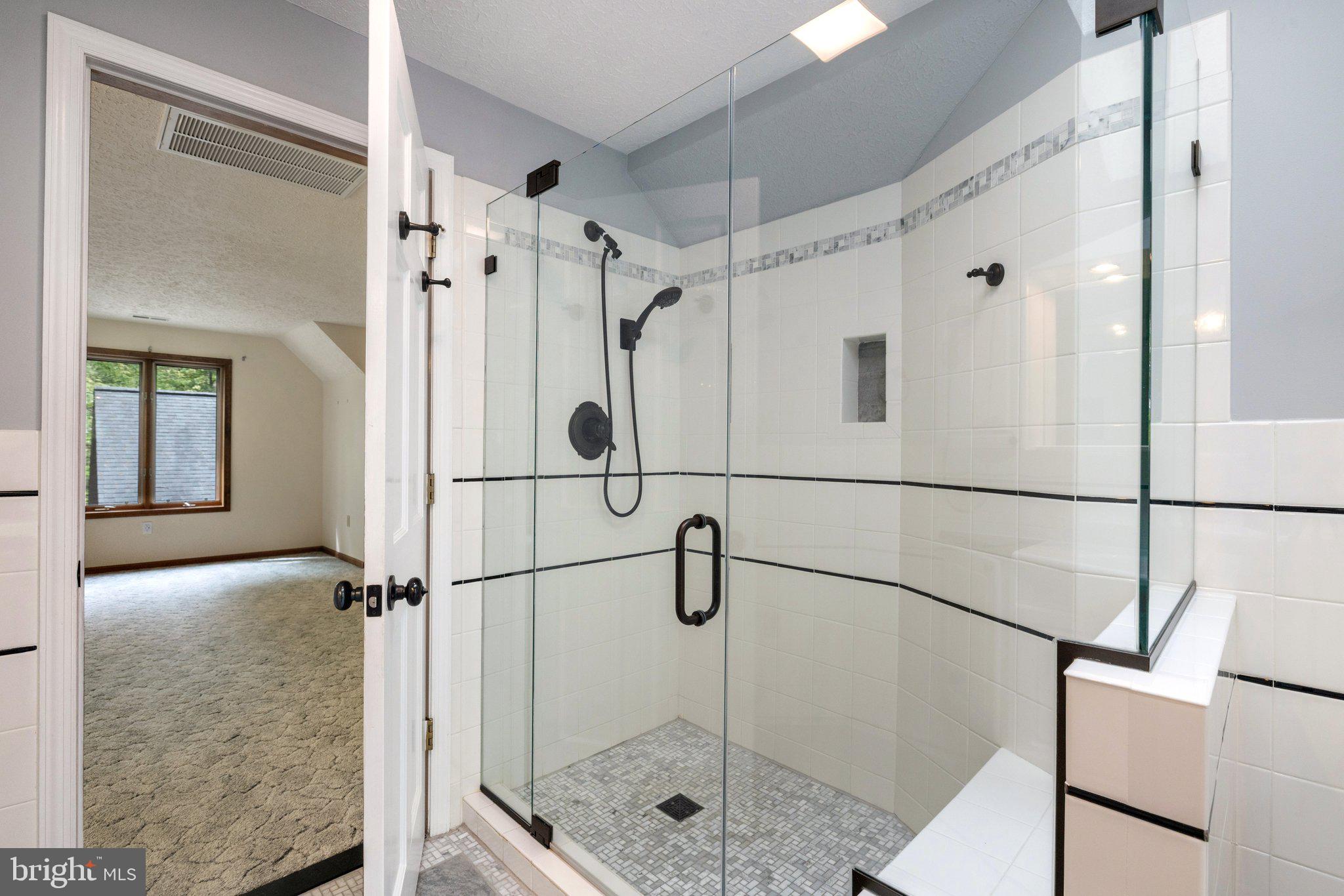 155 Connie Road Basye, VA 22810 - Photo 47 of 76 a bathroom with a shower and a mirror