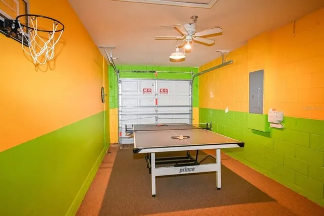 a view of a indoor basketball court