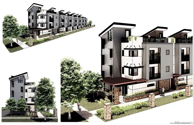 a front view of a building with street view