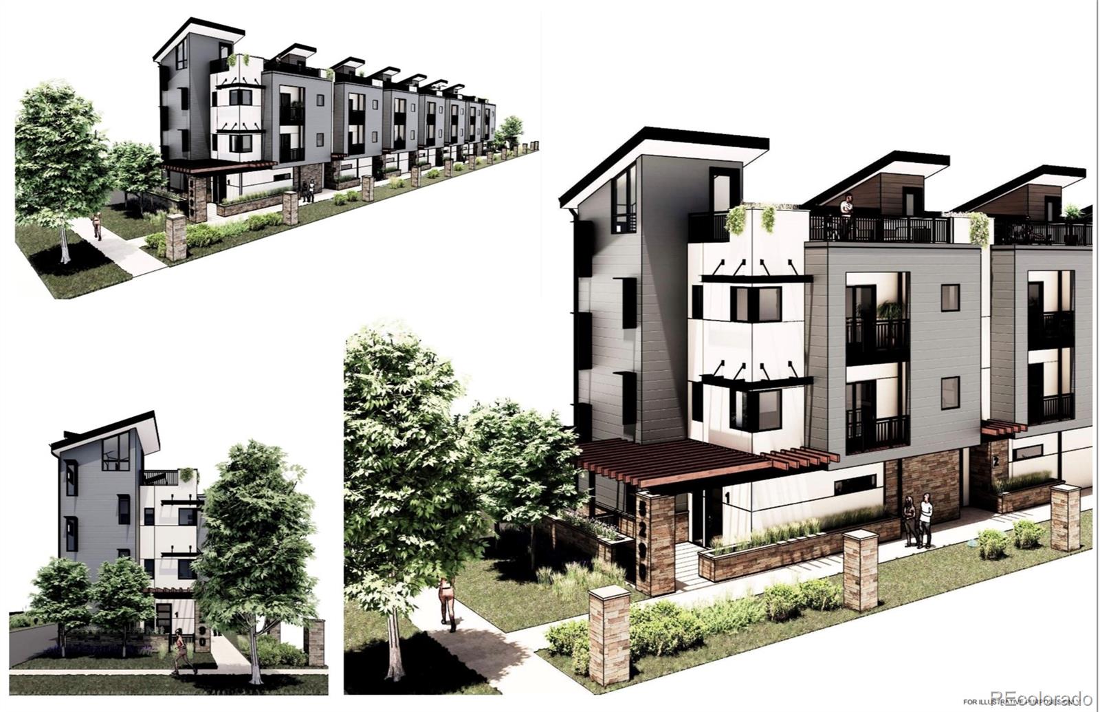 a front view of a building with street view