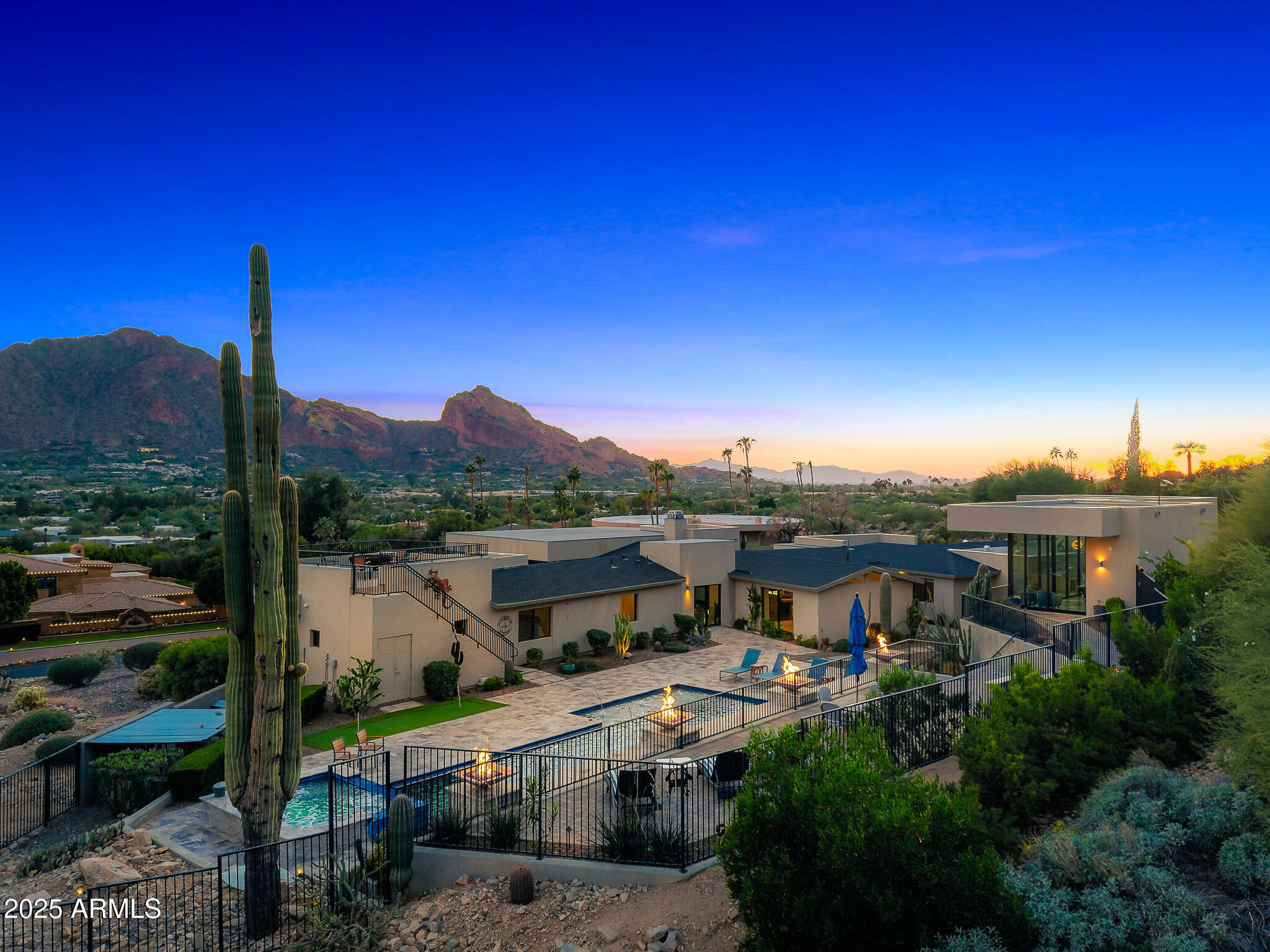 5826 East Indian Bend Road Paradise Valley, AZ 85253 - Photo 45 of 58 45backyard overview_aerial twilight
