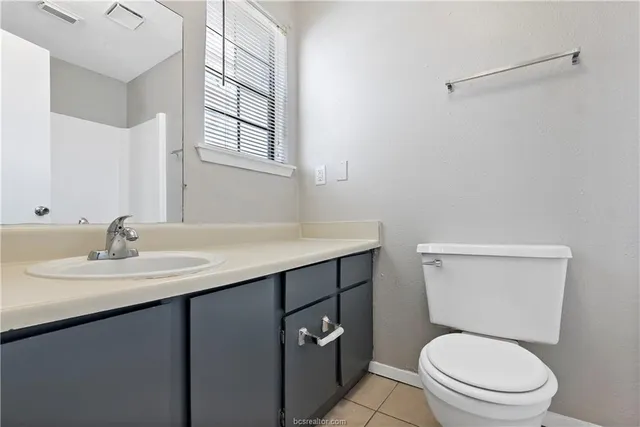 a bathroom with a toilet a sink and mirror