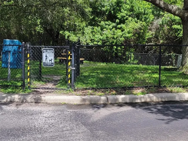 a garden view with a seating space