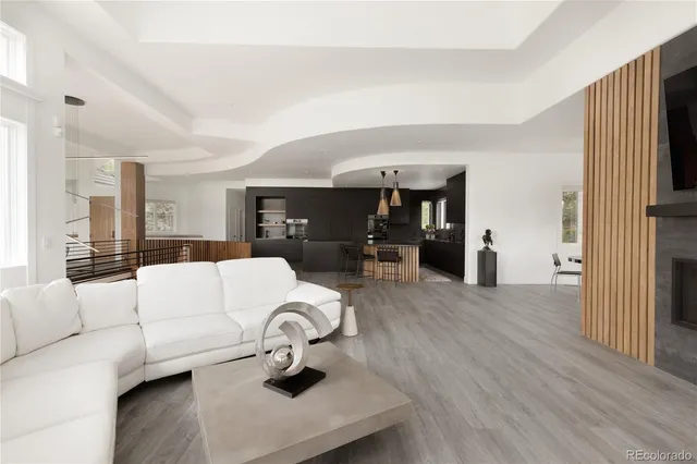 a view of a patio with swimming pool