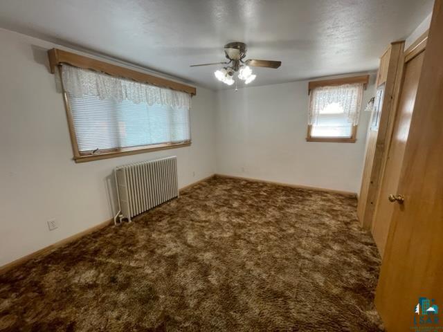 32 West Shagawa Road Ely, MN 55731 - Photo 17 of 26 Carpeted spare room with ceiling fan and radiator heating unit