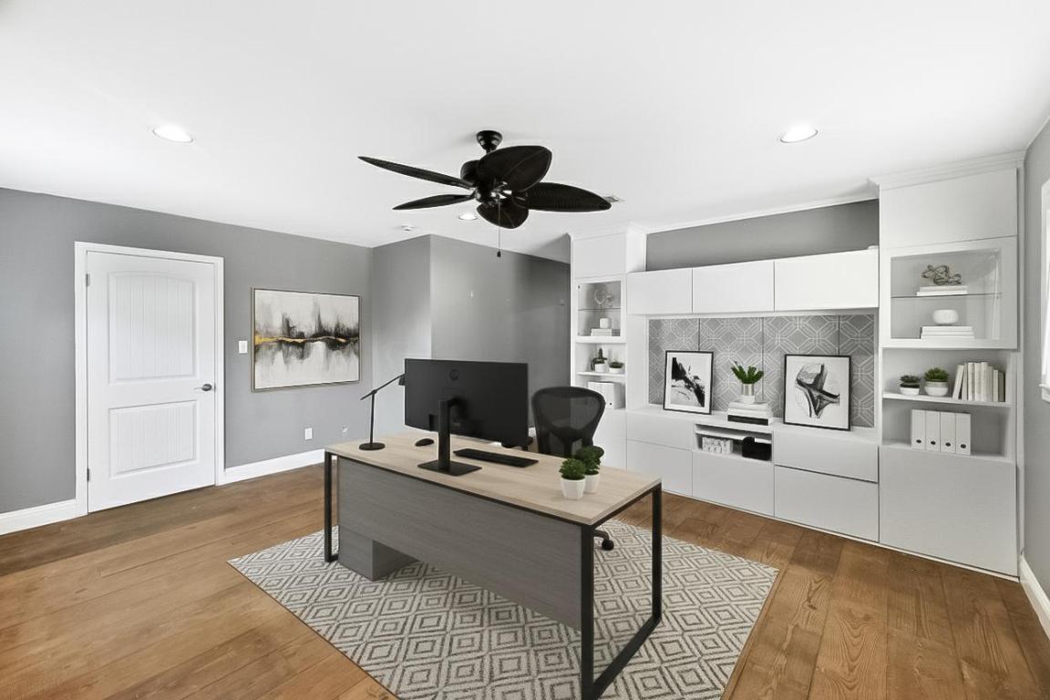 7804 Phoenix Pass Austin, TX 78737 - Photo 7 of 34 Office with light wood-style floors, recessed lighting, and a ceiling fan