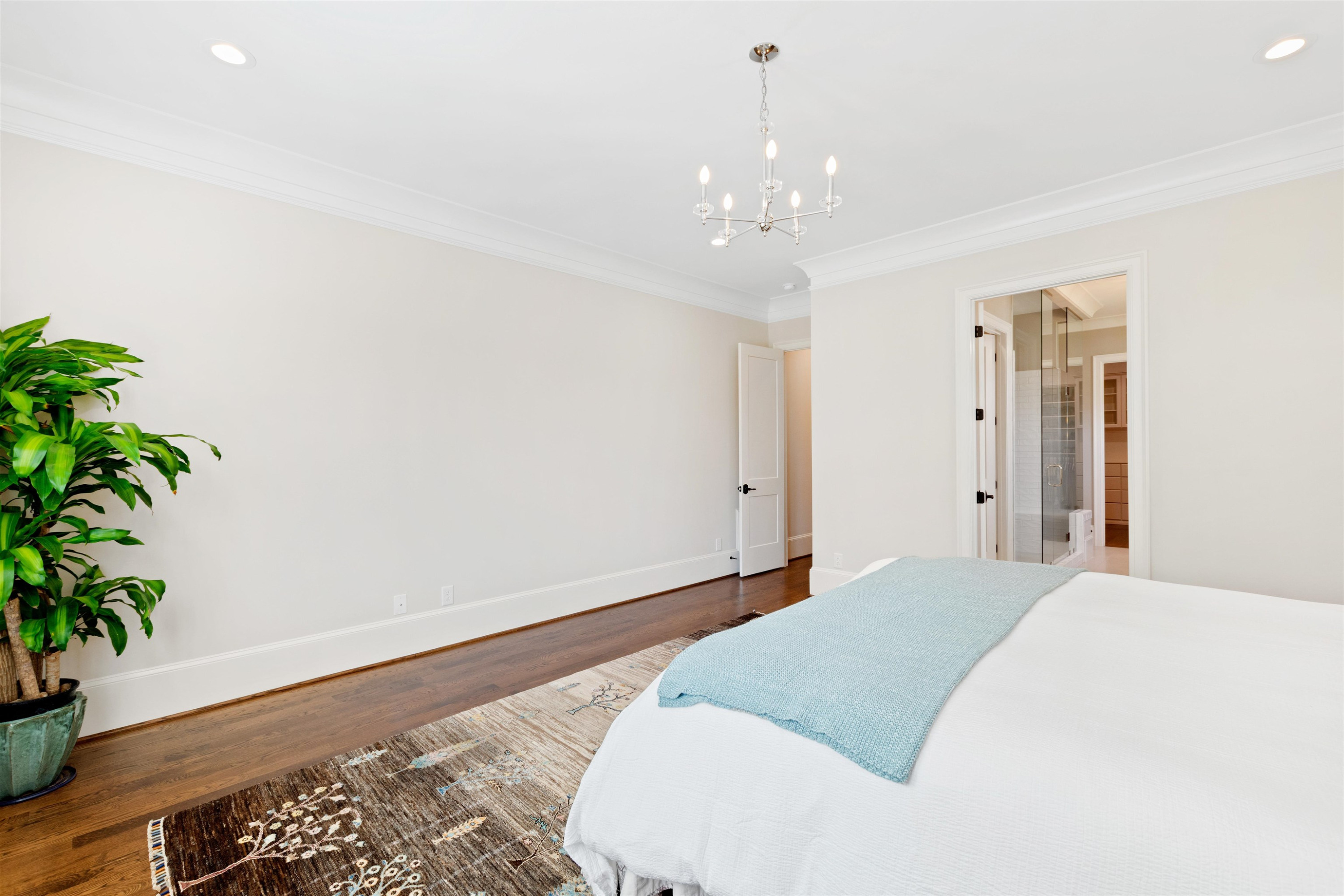 10340 Grafton Road Raleigh, NC 27615 - Photo 34 of 70 a bedroom with a large bed and a potted plant