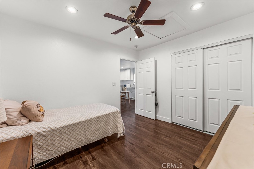 7977 Vista Del Rosa Street Downey, CA 90240 - Photo 39 of 53 a bedroom with a bed and a ceiling fan