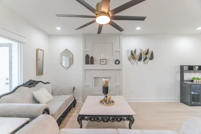 a living room with furniture