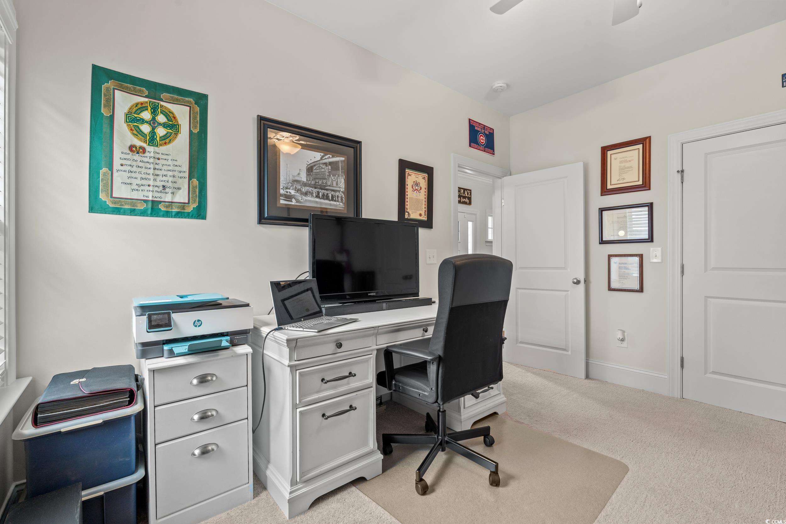 641 Indigo Bay Circle Myrtle Beach, SC 29579 - Photo 24 of 39 Home office with light carpet and ceiling fan