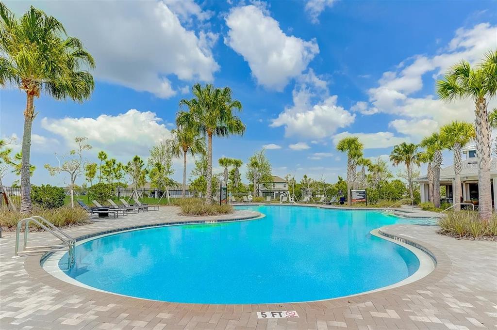 2118 Grand Flora Trail Bradenton, FL 34208 - Photo 61 of 67 a view of a swimming pool with an outdoor seating and a yard