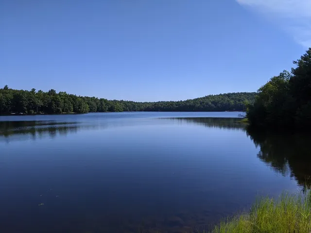 a view of lake from sunset