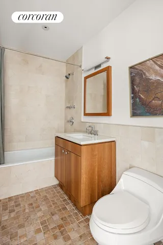 a bathroom with a bathtub