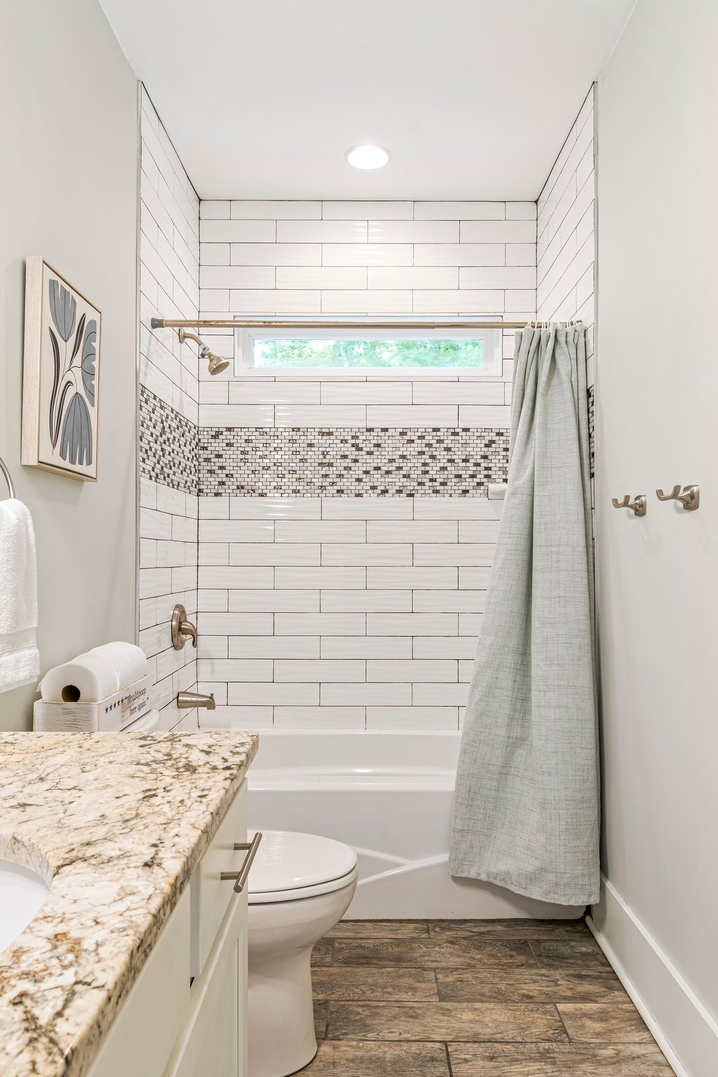 4545 Sears Road Pegram, TN 37143 - Photo 38 of 68 a bathroom with a granite countertop sink toilet and shower