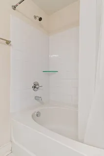 a bathroom with a bathtub