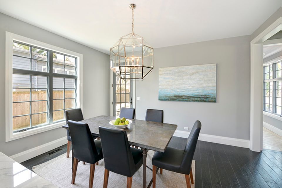 330 Brookside Lane Glencoe, IL 60022 - Photo 12 of 40 a view of a dining room with furniture a chandelier and wooden floor