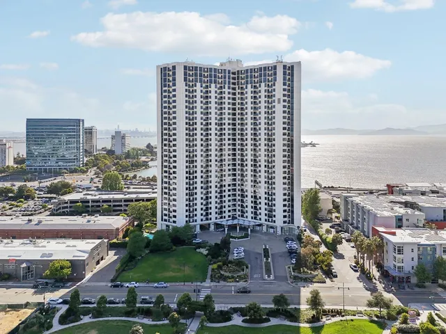 a city view with tall buildings
