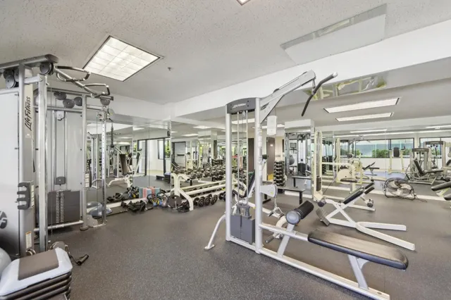 a view of a room with gym equipment