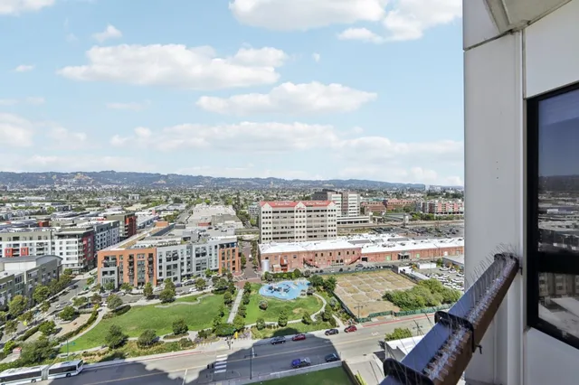 a view of a city from a lake view