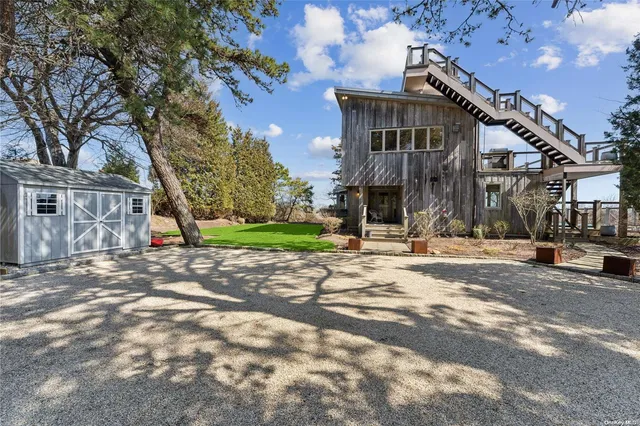 a view of a building with a street