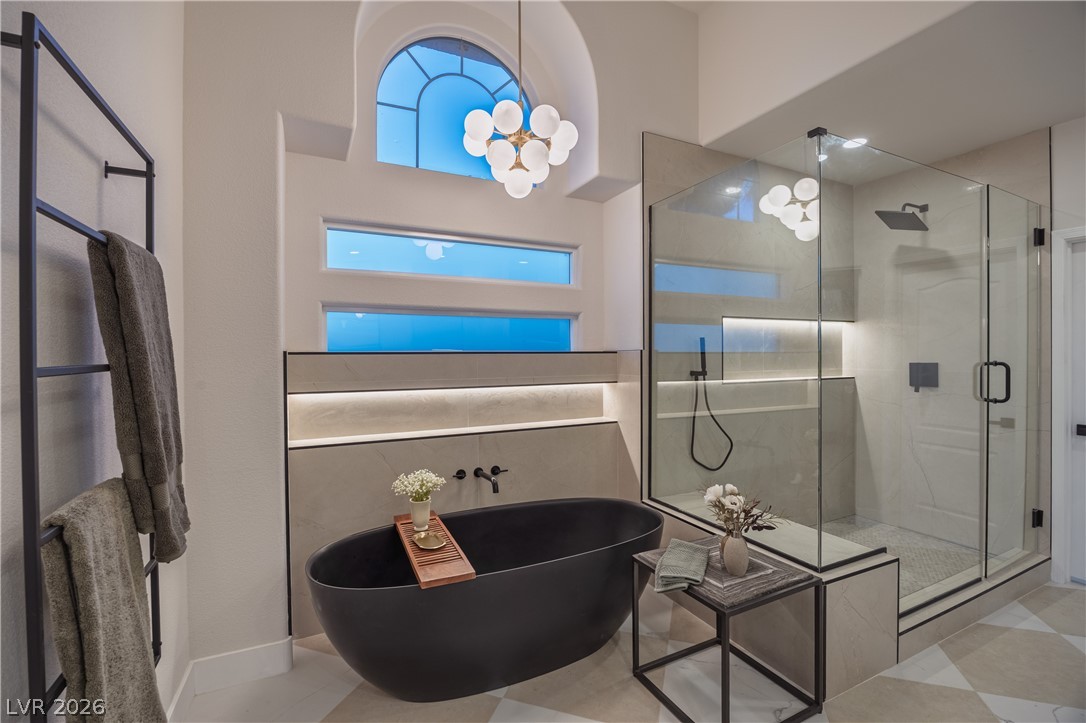 8800 Lusso Las Vegas, NV 89134 - Photo 46 of 85 Bathroom featuring a freestanding tub and a shower stall
