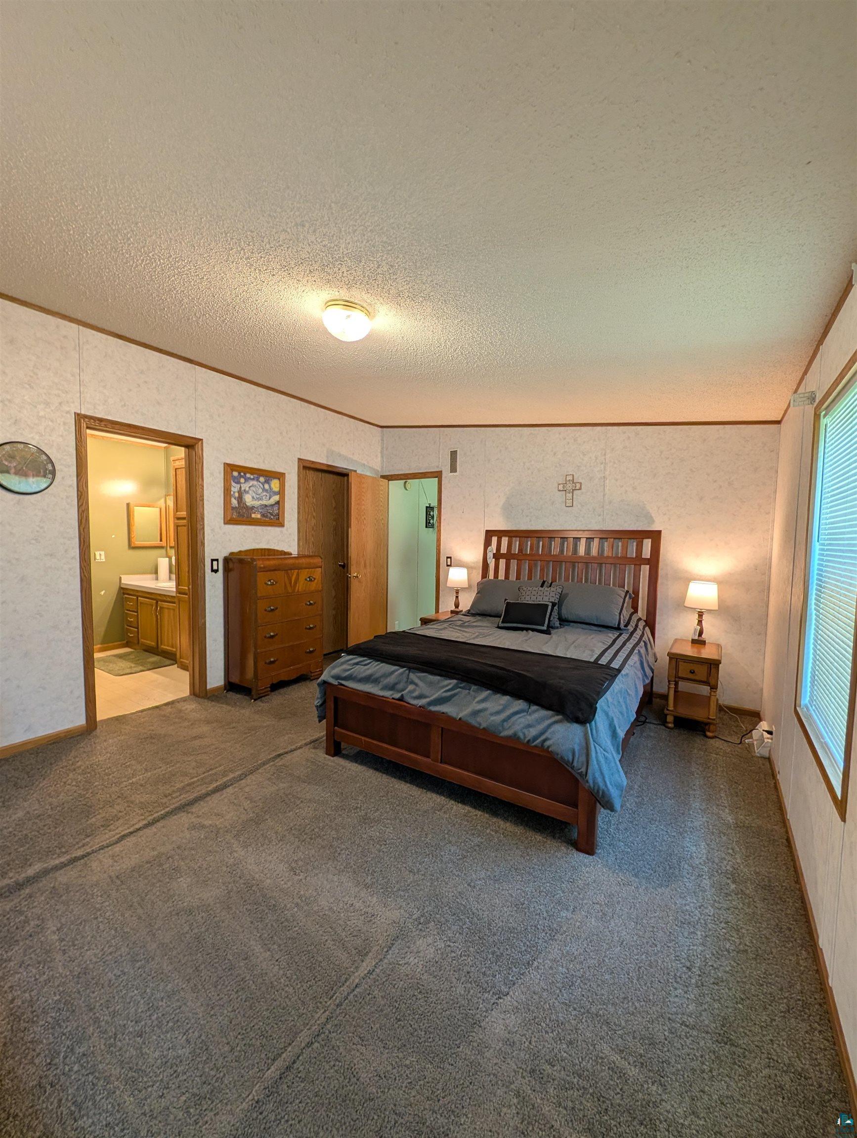 3945 Maple Street Kettle River, MN 55757 - Photo 13 of 41 Spacious bedroom with plush carpet flooring and a ceiling-mounted light fixture. Primary bath connected.