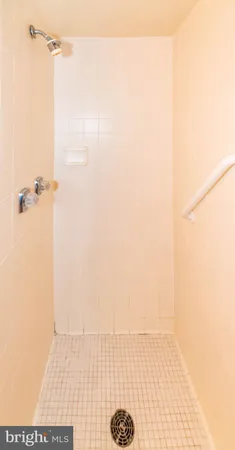 a bathroom with a bathtub and shower