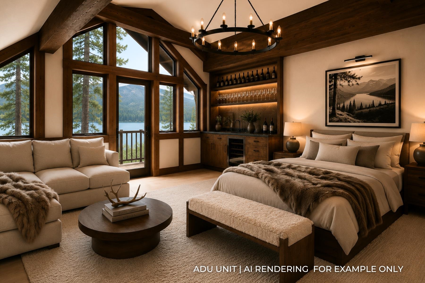 13351 Donner Pass Road Truckee, CA 96161 - Photo 22 of 28 a bedroom with furniture and a large window