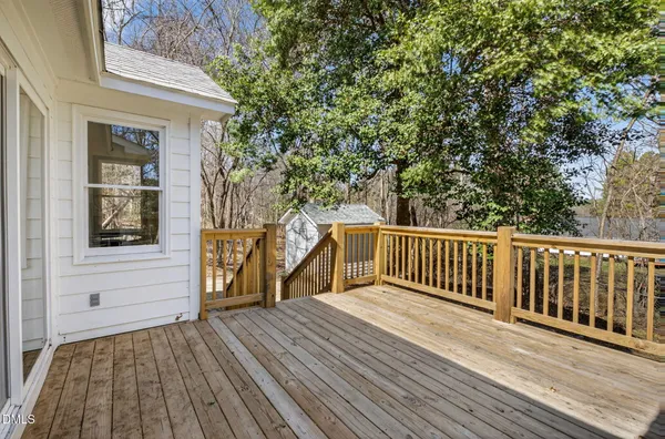 a view of deck and wooden floor