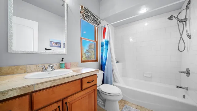 a view of a house with plants and a lawn chair