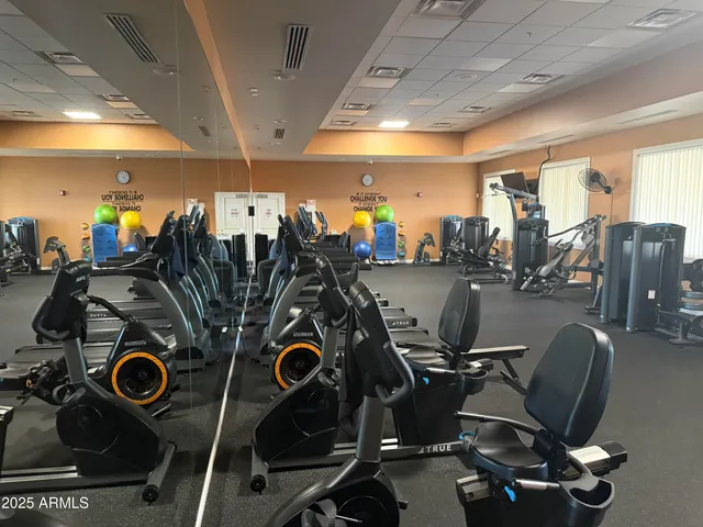 a view of a room with gym equipment